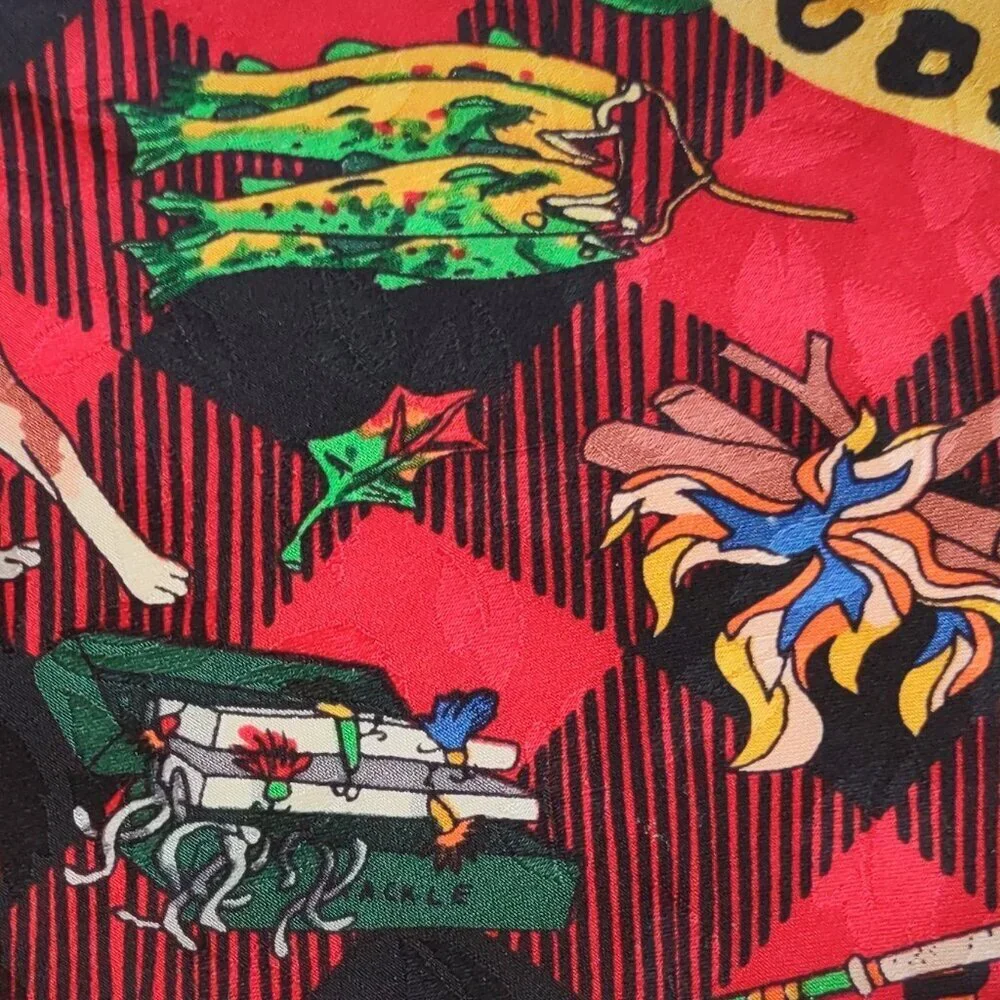 Vintage Nicole Miller Silk Neck Tie Hunting Camping Fishing Beagle Dog